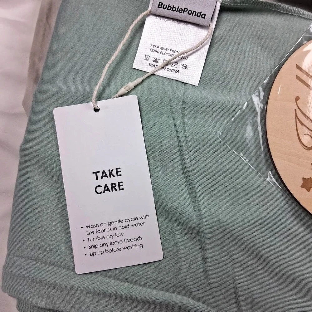 Bubble Panda Bamboo Baby Swaddle Blankets Green Tan Rayon Soft Silky Unisex NEW